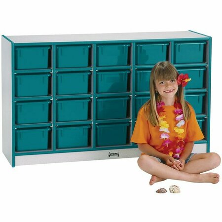 RAINBOW ACCENTS Mobile 48x15x29.5 storage cabinet with trays, 20-cubbie, , freckled-gray laminate. 5310421005